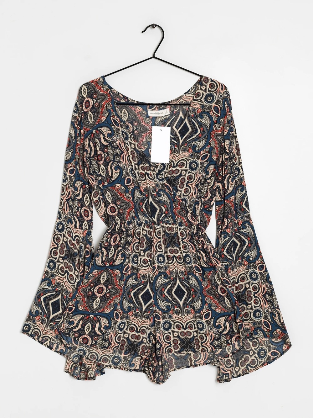 Abercrombie & Fitch bell-sleeve paisley romper
